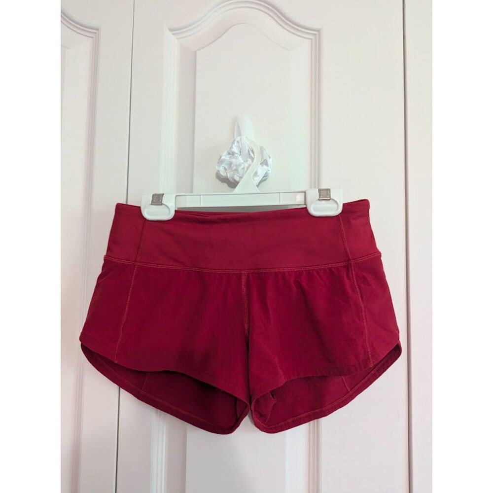 Lululemon HTF "Dark Red" Speed Ups Shorts Size 0,  2.5" Inseam